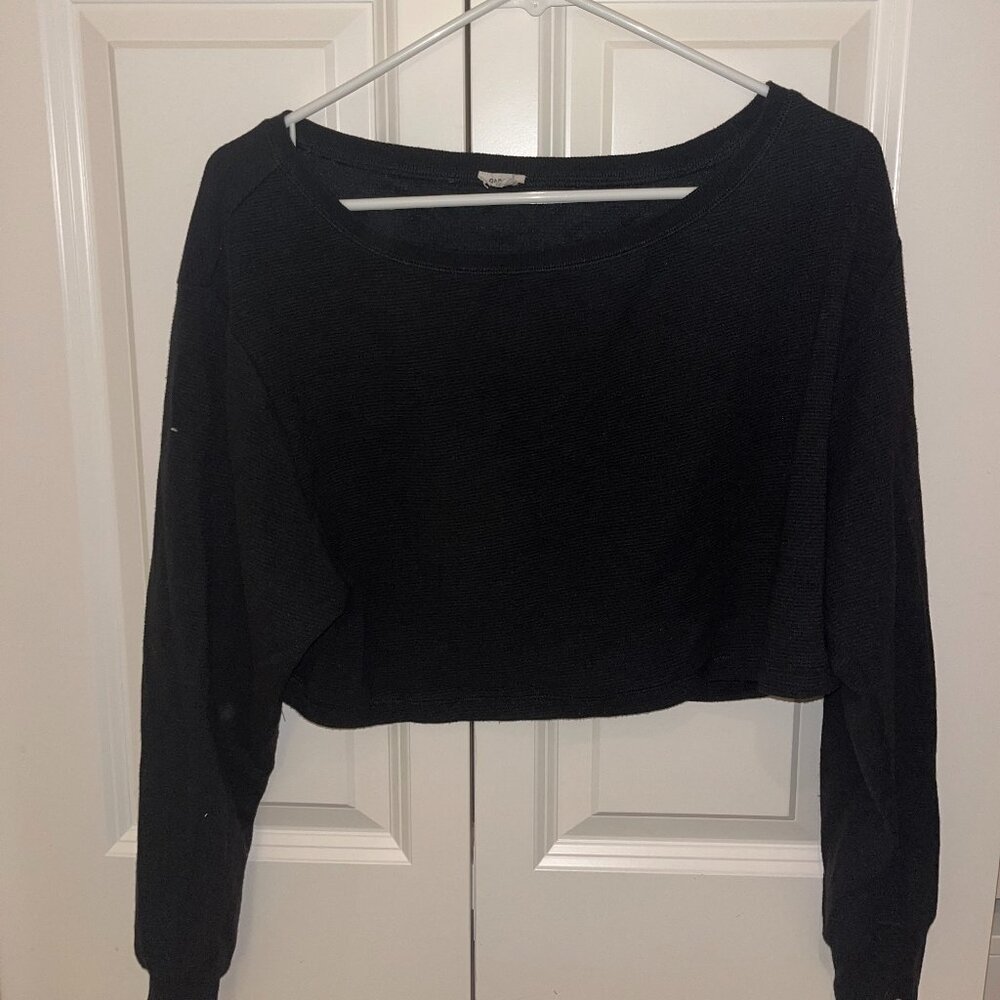 Garage Long Sleeve Thermal Henley Crop Top